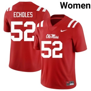 College Football 2025 #52 Womens Will Echoles Ole Mississippi Rebels Red Jerseys 562499-735