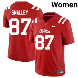 College Football Red Womens Mississippi Wyatt Smalley #87 Embroidery Jerseys 771776-868