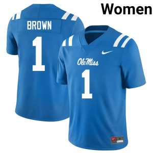 College Football A.J. Brown Powder Blue Women Official Rebels #1 Jerseys 860678-952