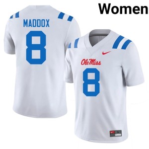 College Football Womens White Limited #8 AJ Maddox Ole Miss Jersey 178459-190