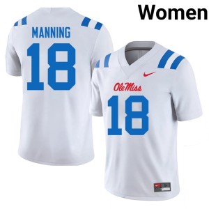 College Football White Women's Mississippi #18 Archie Manning NCAA Jersey 250842-947