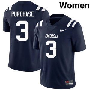 College Football Women Navy Player #3 Blake Purchase Miss Rebels Jersey 935049-206