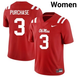College Football Alumni Ole Miss Rebels Women's Blake Purchase Red #3 Jerseys 847246-328