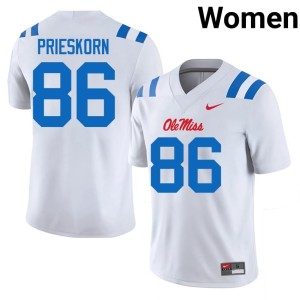 College Football University of Mississippi Player #86 Womens Brady Prieskorn White Jerseys 885392-787