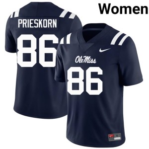 College Football #86 Womens Navy Limited Miss Rebels Brady Prieskorn Jerseys 592586-401