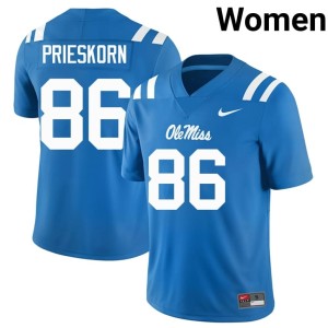 College Football Powder Blue High School Women #86 Brady Prieskorn Ole Mississippi Rebels Jersey 692528-327