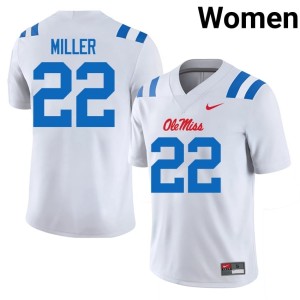 College Football Womens #22 White Alumni Cameron Miller UM Rebels Jersey 293670-409