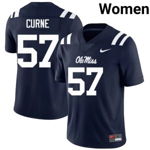 College Football Womens Replica Carius Curne #57 Miss Rebels Navy Jersey 642634-790