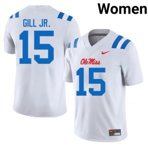 College Football Darrell Gill Jr. White Game Mississippi Rebels Womens #15 Jersey 887547-612
