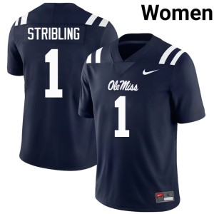 College Football High School Women's Navy #1 De'Zhaun Stribling Forward Rebels Jerseys 679246-890