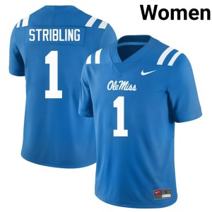 College Football University De'Zhaun Stribling Women Powder Blue #1 Ole Mississippi Rebels Jersey 688469-540