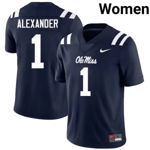 College Football #1 Navy Game Ole Mississippi Rebels Womens Deuce Alexander Jerseys 137644-610