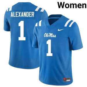College Football #1 Ole Mississippi Rebels Deuce Alexander Alumni Powder Blue Women's Jerseys 270711-132