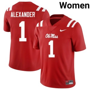 College Football Deuce Alexander Ole Miss Red Replica #1 Womens Jersey 755832-915