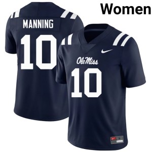 College Football Navy #10 Replica Women's Eli Manning UM Rebels Jerseys 437381-101