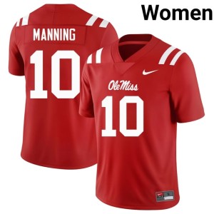 College Football Women's High School Eli Manning Red Ole Miss #10 Jersey 233491-985