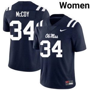 College Football Navy Miss Rebels Iverson McCoy Women's University #34 Jerseys 790234-404