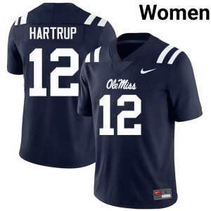 College Football Izaiah Hartrup #12 Womens Miss Rebels Navy Official Jersey 680900-130