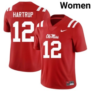 College Football Women's NCAA Izaiah Hartrup #12 University of Mississippi Red Jerseys 426942-188