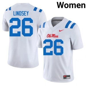 College Football #26 Miss Rebels White Women JT Lindsey Limited Jerseys 471011-909
