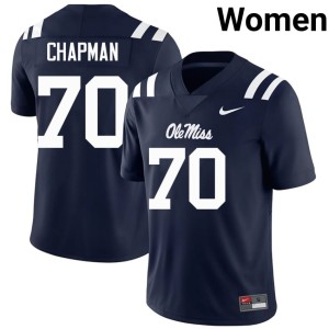 College Football Player Ole Mississippi Rebels Women's #70 Jalan Chapman Navy Jerseys 796204-843