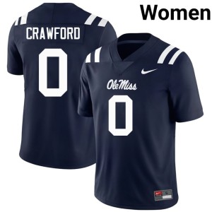 College Football Jalyn Crawford Navy Stitched #0 Women Forward Rebels Jerseys 436829-671