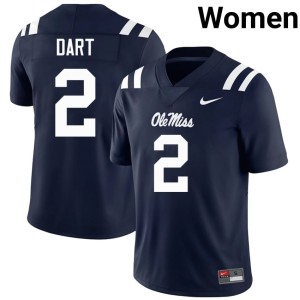 College Football Jaxson Dart Forward Rebels #2 Stitched Navy Womens Jersey 941248-706