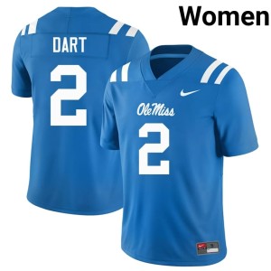 College Football Jaxson Dart Ole Miss Embroidery Womens Powder Blue #2 Jerseys 362742-144