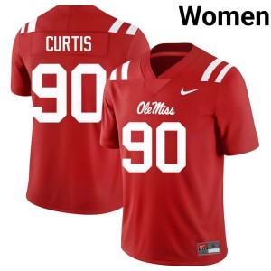 College Football Game #90 Ole Miss Women Jayden Curtis Red Jersey 208789-572