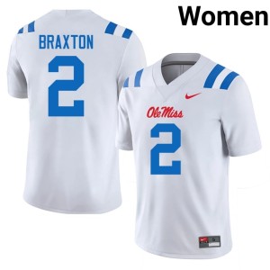 College Football Mississippi White Women 2025-26 Jaylon Braxton #2 Jerseys 623986-103