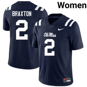 College Football #2 Womens Ole Mississippi Navy Jaylon Braxton 2025-26 Jersey 715527-538