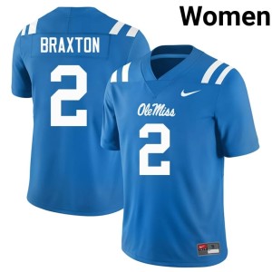 College Football Womens Powder Blue Limited #2 Jaylon Braxton Ole Miss Jerseys 779798-663