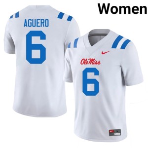 College Football Joenel Aguero Ole Mississippi #6 Alumni Womens White Jerseys 887697-865