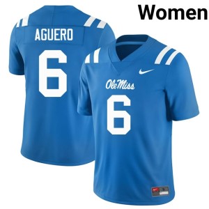 College Football Powder Blue #6 Joenel Aguero Mississippi Rebels Women High School Jerseys 597221-209