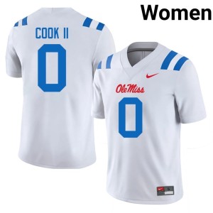 College Football 2025 #0 Johntay Cook II University of Mississippi Womens White Jerseys 797468-140