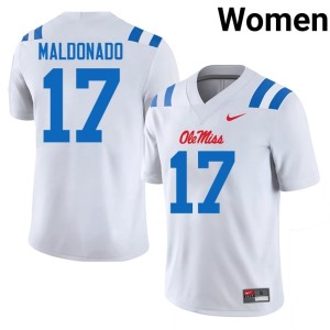 College Football White #17 Women's Miss Rebels Jonathan Maldonado Official Jersey 208564-833