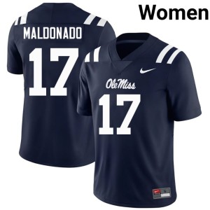 College Football Alumni Women Navy #17 Ole Miss Rebels Jonathan Maldonado Jersey 714604-249