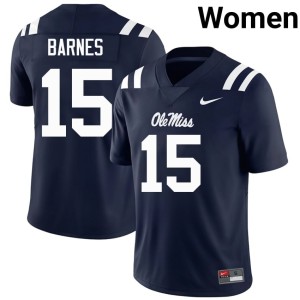 College Football Women's #15 Navy Stitched Landon Barnes Ole Miss Rebels Jersey 357762-134