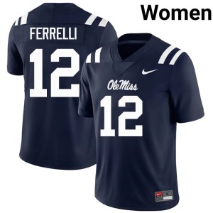 College Football Official Womens Luke Ferrelli Miss Rebels #12 Navy Jerseys 513430-671