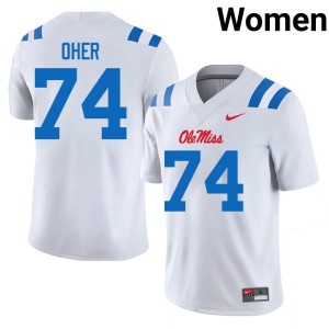 College Football Women #74 Miss Rebels Player Michael Oher White Jersey 354143-355