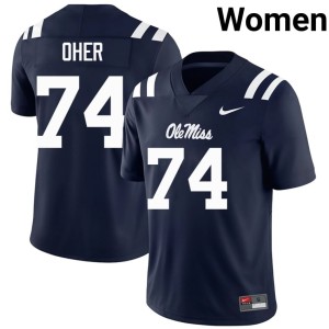 College Football #74 Navy Michael Oher Women UM Rebels 2025-26 Jersey 319419-464