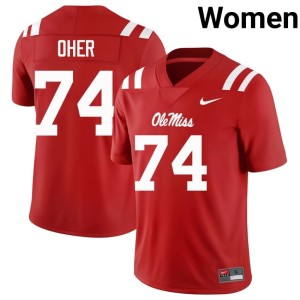 College Football #74 Women Michael Oher Forward Rebels Red Embroidery Jersey 221953-801