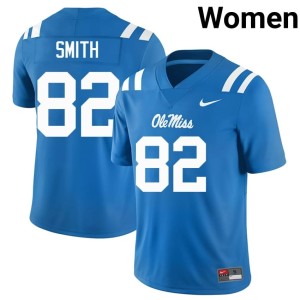 College Football Women Player #82 Michael Smith Mississippi Rebels Powder Blue Jersey 847898-823