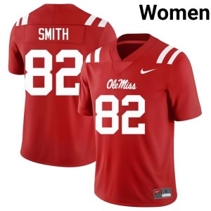 College Football Womens Miss Rebels Michael Smith NCAA Red #82 Jerseys 126571-363