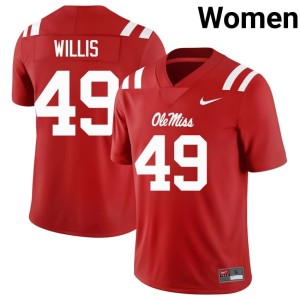College Football Women Patrick Willis Official Mississippi Rebels #49 Red Jersey 332993-505