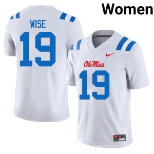 College Football White Rees Wise Women #19 Official Forward Rebels Jersey 812893-507