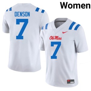 College Football Mississippi #7 White Sharif Denson Women 2025 Jersey 547564-432