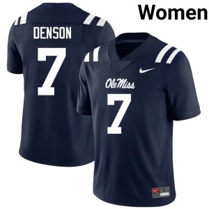College Football Stitched #7 Ole Mississippi Rebels Navy Sharif Denson Women Jerseys 945007-793