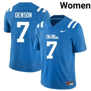 College Football Stitched Women's Powder Blue Ole Mississippi #7 Sharif Denson Jersey 361215-623