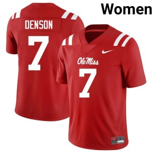 College Football Rebels #7 NCAA Sharif Denson Women's Red Jerseys 417538-432